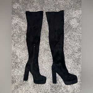 Simmi London Thigh High Black Suede Women's Boots